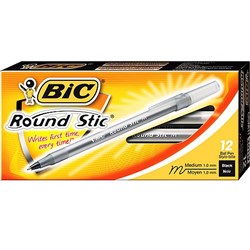 BIC ROUND STIC BALLPOINT PEN Black Box12